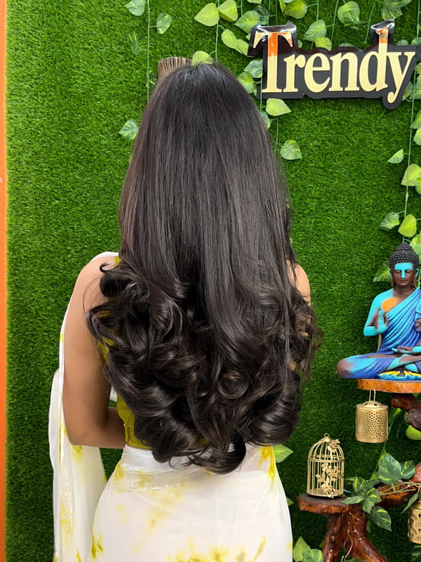 Medium length layered hair extension Dark brown